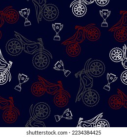 Motocross concept design pattern. Motocross and trophy cartoon pattern.Motocross pattern for kids clothing, printing, fabric ,cover.Monster car pattern.