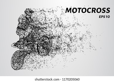 Motocross consists of circles and dots. Sports illustration in point style