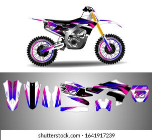 Motocross decal wrap design vector. Graphic abstract stripe racing background kit designs for vehicle, race , adventure