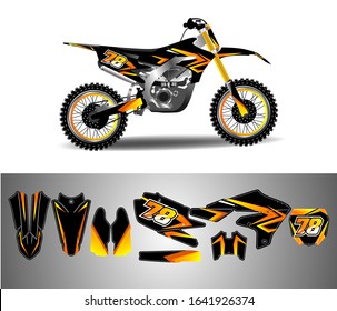 Motocross decal wrap design vector. Graphic abstract stripe racing background kit designs for vehicle, race , adventure