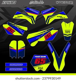 Motocross declas empaque adhesivo vector completo