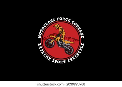 Motocross, design silhouette retro style