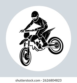 Motocross Dirt Bike Rider Motorcycle Stylized Silhouette Vector