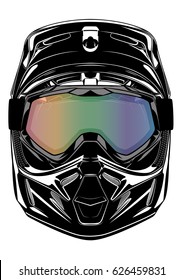 Motocross dirt motorbike helmet, vector illustration