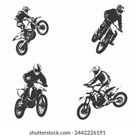 Motocross drivers silhouette. Vector illustration