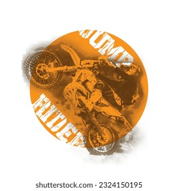 Motocross-Emblem. Grunge-Effekt. Vektorgrafik.