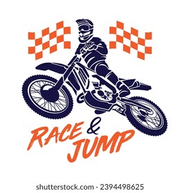 Motocross Enduro jumping vector illustration, perfect for t shirt design and championship event logo design