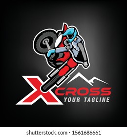 Motocross Extrem logo vector designs . Trail logo cross. cross logo designs