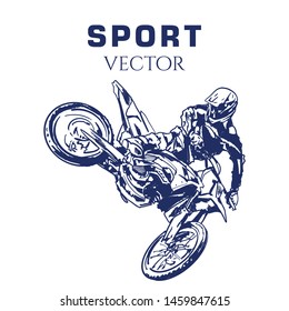 Motocross Extreme outline vector illustrations. Hand drawn sketch