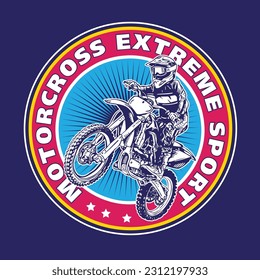 Motocross Extreme Sport Logo Emblem Vector Style