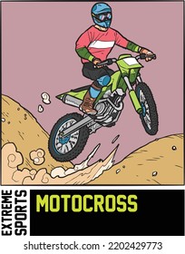 Motocross Extreme Sports Color Vector Illustration
