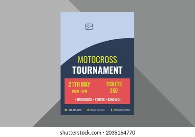 motocross flyer design template. motorcycle race sports poster leaflet design. a4 template, brochure design, cover, flyer, poster, print-ready