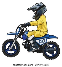 Motocross Full Color Isolated Vector Illustration