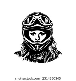 motocross girl biker logo design illustration