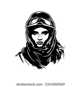 motocross girl biker logo design illustration