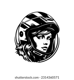 motocross girl biker logo design illustration