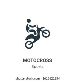 Motocross glyph icon vector on white background. Flat vector motocross icon symbol sign from modern sports collection for mobile concept and web apps design.