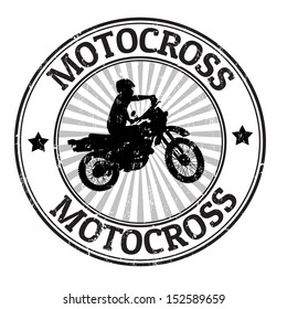 Motocross grunge rubber stamp, vector illustration