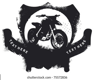 motocross grunge shield with two banners