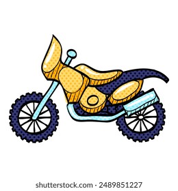 Motocross halftone icon hand drawn color vector illustration