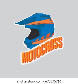 motocross helmet badge logo emblem vector illustration