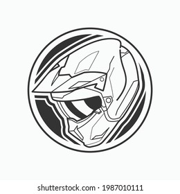 Plantilla vectorial de icono de casco motocross