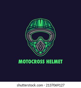MOTOCROSS HELMET ILLUSTRATION WITH GREEN COLOR
