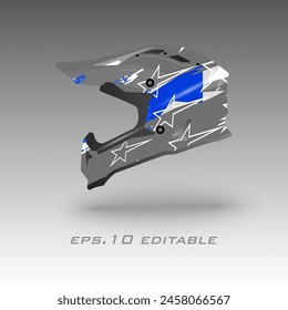  Motocross helmet livery wrap design vector