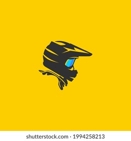 Motocross helmet logo concept illustration. simple motocross helmet