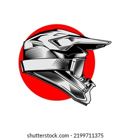 Motocross Helmet Trail Full Face Adventure Logo Design Vector Illustration