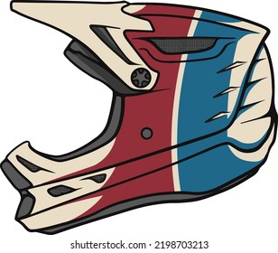 Motocross helmets on a white background