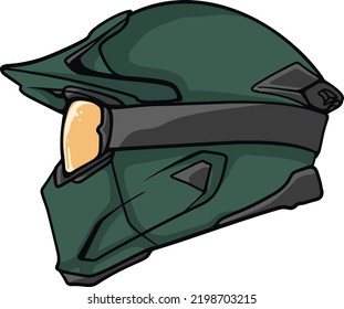 Motocross helmets on a white background