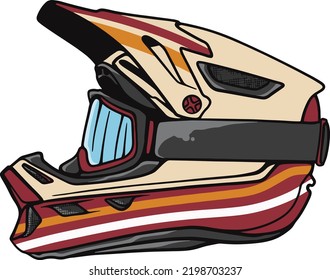 Motocross helmets on a white background