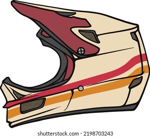 Motocross helmets on a white background
