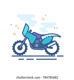 Motocross icon in outlined flat color style. Vector illustration.