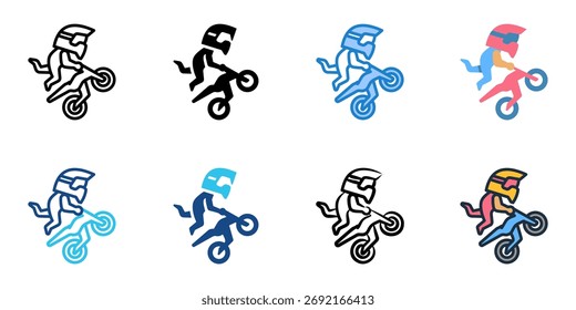 Motocross icon set multiple style collection 
