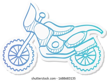 Motocross icon in sticker color style. Rally offroad desert extreme sport outdoor