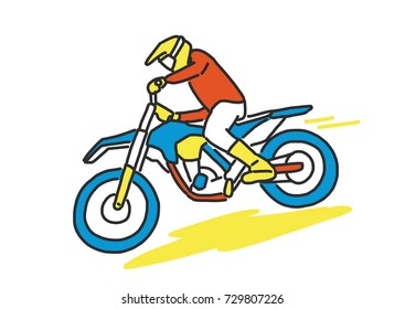 Motocross illustration line drawing.