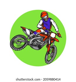 Motocross jump logo vector. Motocross freestyle trick. For logo, label, sticker, template, banner, printing.