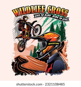 Motocross Jump logo vector. Motocross Illustration Logo Inspiration Vector