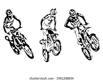Motocross Jump silhouette Vector isolated on white background.