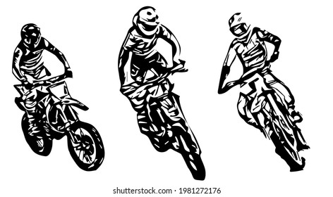 Motocross Jump silhouette Vector isolated on white background.