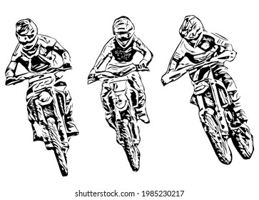 Motocross Jump silhouette Vector isolated on white background.