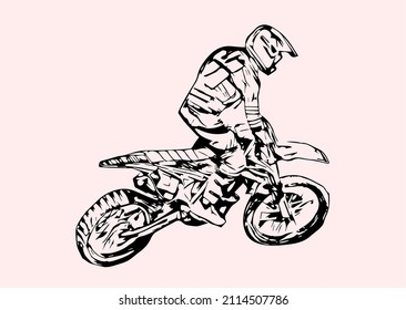 Motocross Jump silhouette Vector isolated on white background.