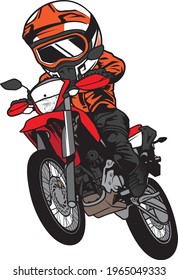 Motocross Jumping with motorcycle cartoon vector