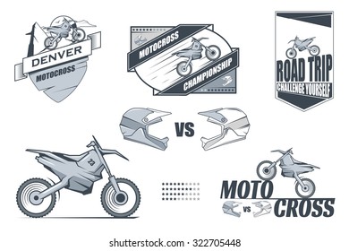 Motocross labels. Stock vector.