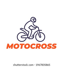 motocross line icon, rider on a motorcycle