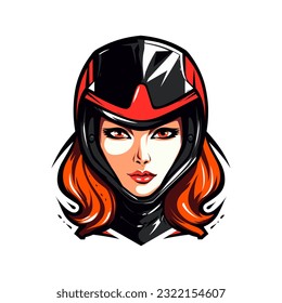 Motocross logo girl helmet vector clip art illustration