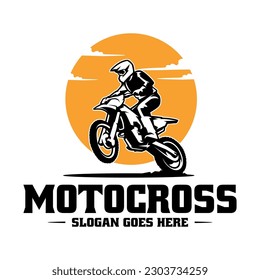 logotipo de motocross con conductor en motocicleta