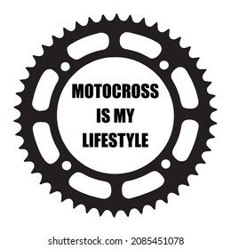 Motocross Logo Text and Sprocket.Vector Ilustration.